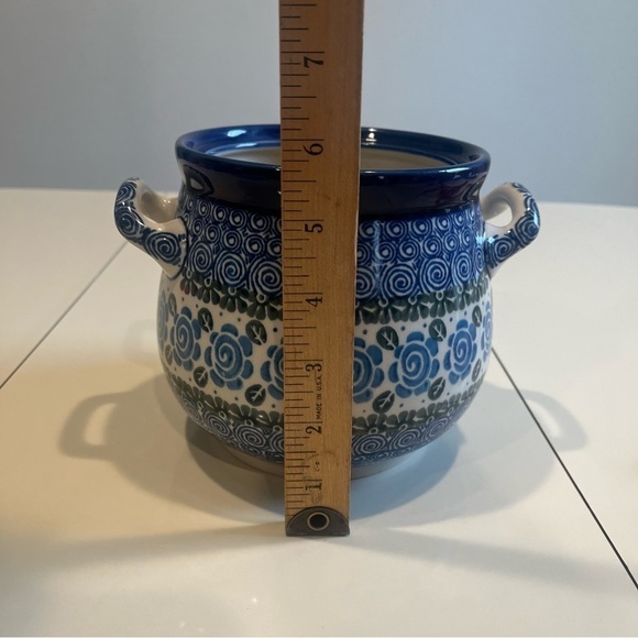 Ceramika Artystyczna Artistic Ceramic Polish Painted Rose Pottery Jar W/ Handles - Picture 10 of 10